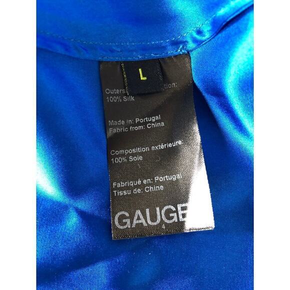 GAUGE81 Shiroi Dress 100% Silk Satin Sleeveless Cowl Neck Slip Maxi Gown Blue L - Picture 6 of 9